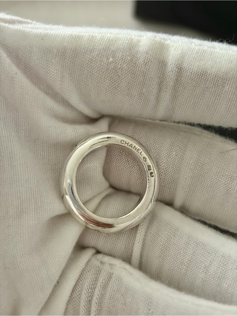 Chanel Sterling Silver Logo Ring - Size 7 - Picture 5 of 10
